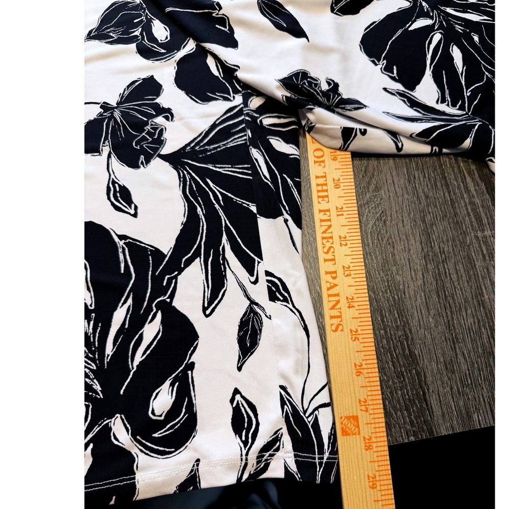 Susan Graver Black White Floral Pull On Pants Womens XL Wide Leg Resortcore - Picture 3 of 7